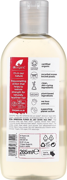 Różany szampon do włosów - Dr Organic Bioactive Haircare Organic Rose Otto Shampoo — Zdjęcie N2