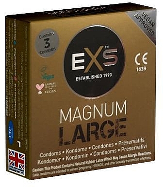Prezerwatywy powiększone XL, 3 szt. - EXS Condoms Magnum Large — Zdjęcie N2