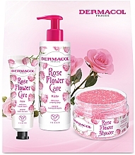 Kup Zestaw - Dermacol Rose Flower Care Set (h/cr/30ml + l/soap/250ml + b/scrub/200g)