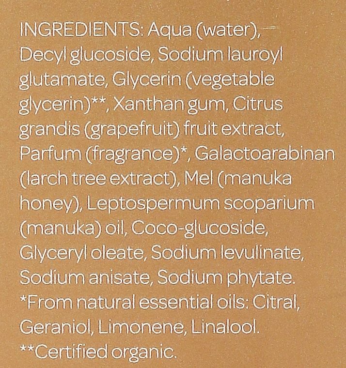 WYPRZEDAŻ Oczyszczający żel z miodem manuka do cery normalnej i tłustej - Natural Being Manuka Cleanser * — Zdjęcie N4