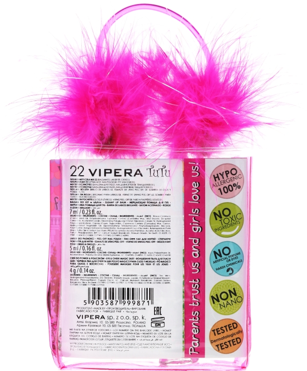 Zestaw kosmetyków dla dzieci - Vipera TuTu Mix 22 (n/polish 5 ml + lip/gloss 7 ml + eye/cheek/shadow 4,5 ml + bag) — Zdjęcie N2