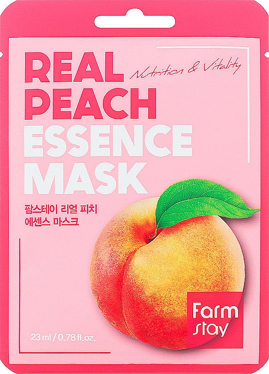 Maseczka w płachcie z ekstraktem z brzoskwini - FarmStay Real Peach Essence Mask  — Zdjęcie N1