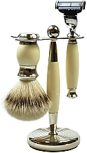 Zestaw do golenia - Golddachs Silver Tip Badger, Mach3 Polymer Ivory Chrom (sh/brush + razor + stand) — Zdjęcie N1