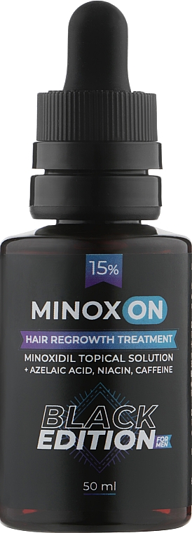 Balsam przyspieszający porost włosów - Minoxon Hair Regrowth Treatment Minoxidil Topical Solution Black Edition 15% — Zdjęcie N1