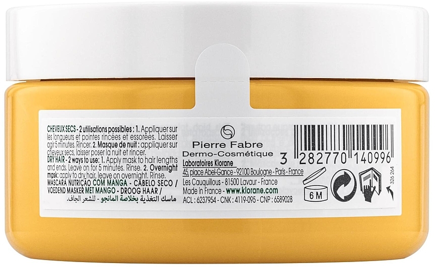 Maseczka z masłem mangowym do włosów suchych - Klorane Hair Mask with Mango Butter — Zdjęcie N2