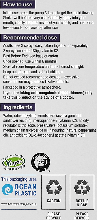 Multiwitamina w sprayu - BetterYou Vitamin K2 Daily Oral Spray — Zdjęcie N3