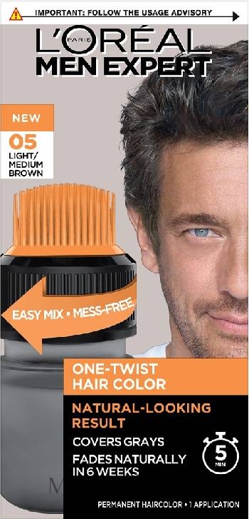 Farba do włosów dla mężczyzn - L'Oreal Paris Men Expert One-Twist Hair Color — Zdjęcie 05 - Light/Medium Brown