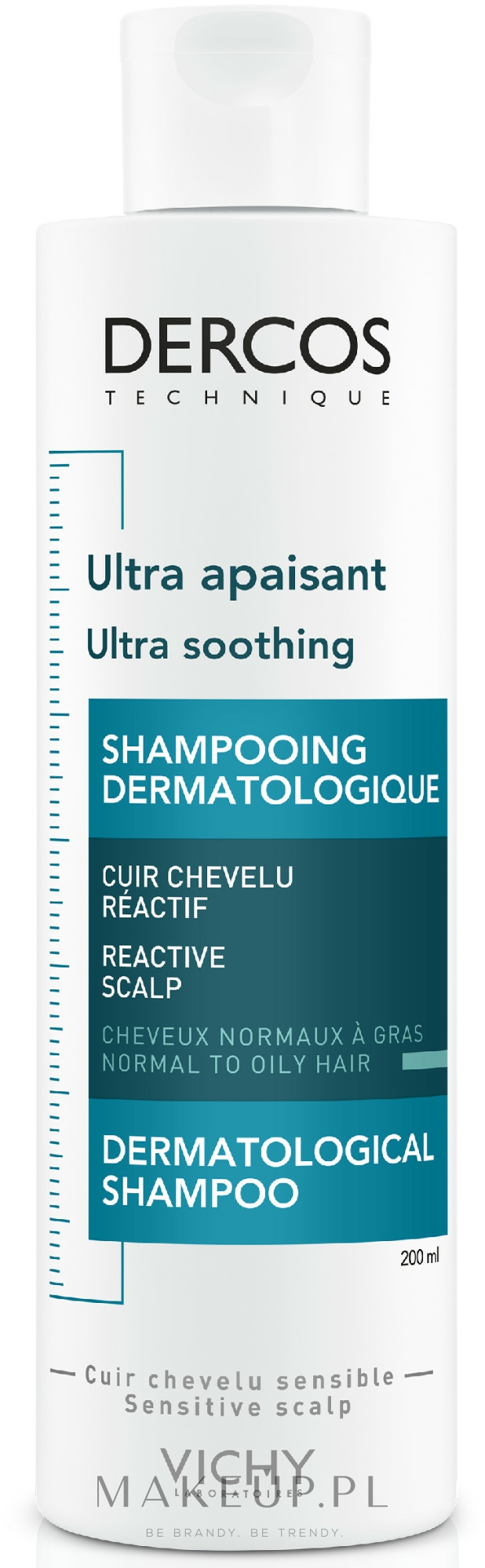 Szampon łagodzący do włosów normalnych i przetłuszczających się - Vichy Dercos Ultra Soothing Normal to Oil Hair Shampoo — Zdjęcie 200 ml