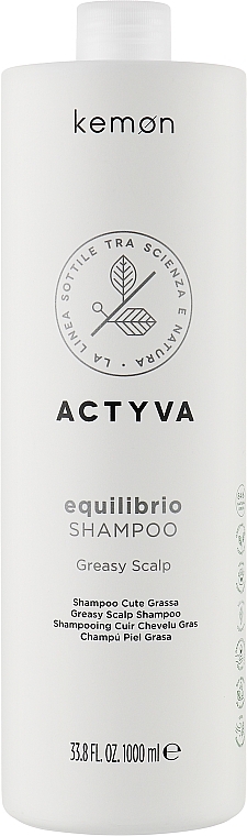 PRZECENA! Szampon do przetłuszczającej się skóry głowy - Kemon Actyva Equilibrio Shampoo Velian * — Zdjęcie N3