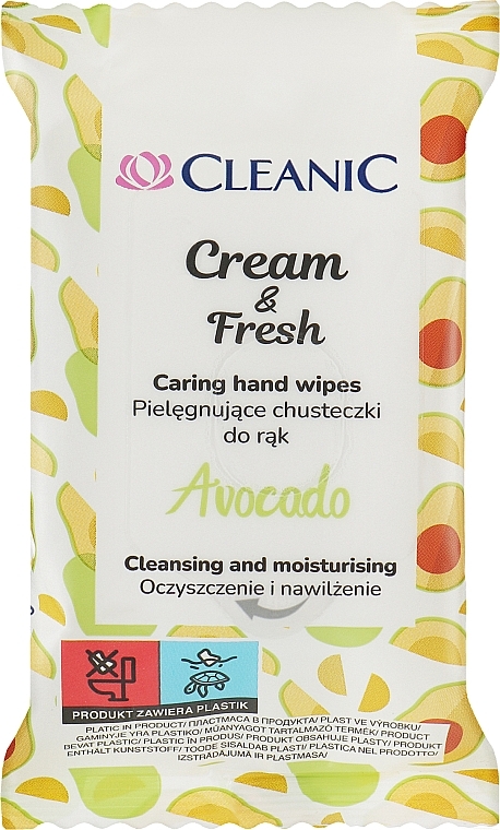 Odświeżające chusteczki nawilżane Awokado - Cleanic Cream & Fresh Avocado  — Zdjęcie N1