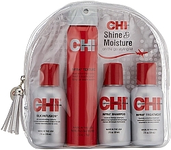 Kup Zestaw - CHI Shine & Moisture Travel Kit (sh/59ml + cond/59ml + h/treat/59ml + spray/74g)