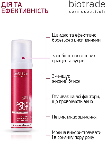 Miejscowo aktywny balsam antybakteryjny do skóry tłustej i problematycznej - Biotrade Acne Out Active Lotion (mini) — Zdjęcie N6