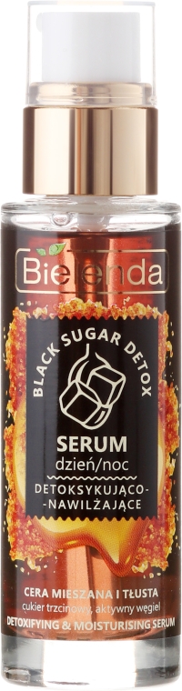 Detoksykująco-nawilżające serum na dzień i noc do cery mieszanej i tłustej - Bielenda Black Sugar Detox Serum — фото N2