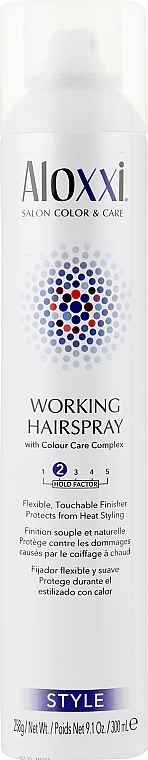 Lekko utrwalający lakier do włosów z ochroną termiczną - Aloxxi Working Hairspray — Zdjęcie N1
