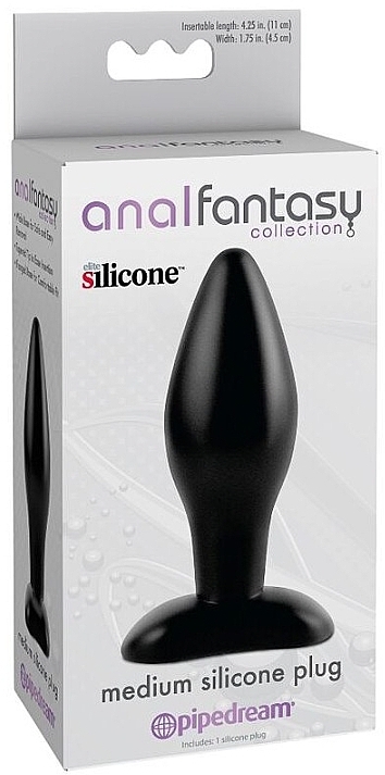 Korek analny silikonowy, średni, czarny - PipeDream Anal Fantasy Collection Medium Silicone Plug Black — Zdjęcie N1