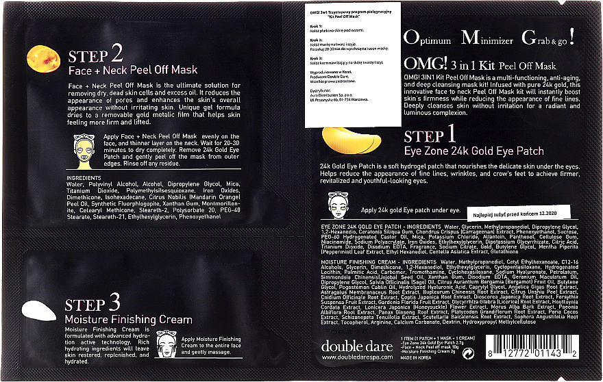 PRZECENA! Trzyetapowy program pielęgnacyjny na twarz - Double Dare OMG! 3in1 Kit Peel Off Mask * — Zdjęcie N2