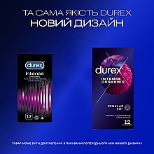 Prezerwatywy lateksowe z lubrykantem silikonowym, z wytłoczonym stymulującym lubrykantem żelowym, 12 szt. - Durex Intense Orgasmic — Zdjęcie N4