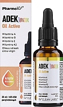 Witaminy ADEK w kroplach - Pharmovit Clean Label ADEK Junior Oil Active — Zdjęcie N2
