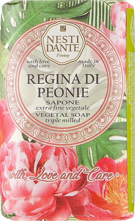 Roślinne mydło w kostce Królowa piwonii - Nesti Dante Vegetal Soap — Zdjęcie N1