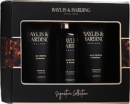 Zestaw - Baylis & Harding Signature Men's Black Pepper & Ginseng 3 Piece Set (hair/body/wash 300 ml + a/sh/balm 200 ml + shawer/gel 200 ml) — Zdjęcie N1