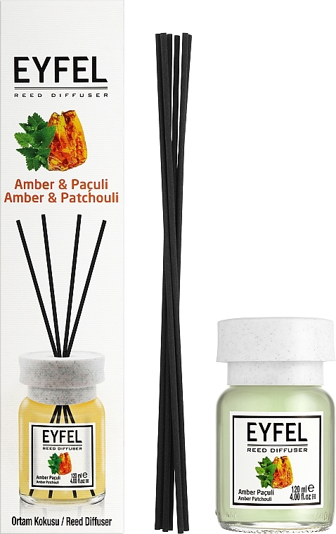 Dyfuzor zapachowy Amber i Patchouli - Eyfel Perfume Reed Diffuser Amber & Patchouli — Zdjęcie N2
