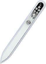 Kup Dwustronny przezroczysty szklany pilnik do paznokci, 135 mm, kwiaty z cyrkonii - Bohemia Czech Glass Nail Files