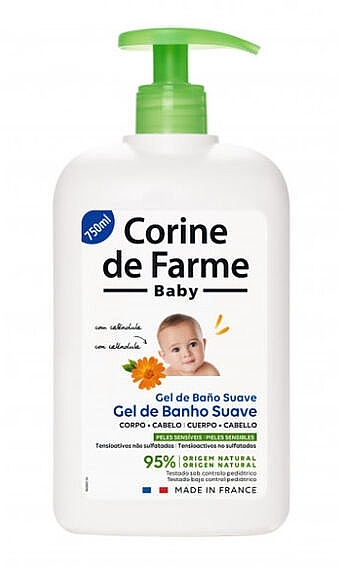 Żel pod prysznic dla dzieci z nagietkiem dla skóry wrażliwej - Corine de Farme Baby — Zdjęcie N1