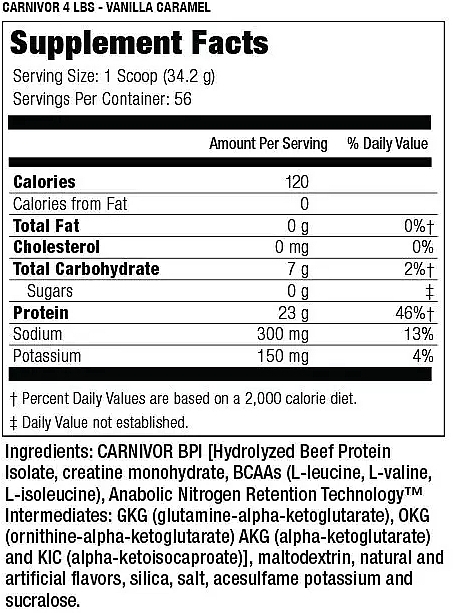 Izolat białka wołowego na zwiększenie masy mięśniowej Wanilia i karmel - MuscleMeds Carnivor Beef Protein Powder Vanilla Caramel — Zdjęcie N2