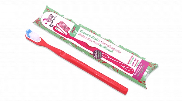 Miękka szczoteczka do zębów z wymienną główką, czerwona - Lamazuna Toothbrush — Zdjęcie N1