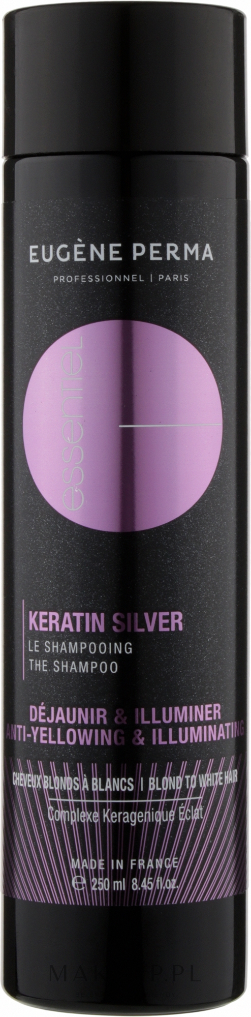 Szampon z keratyną do włosów siwych i rozjaśnionych - Eugene Perma Essentiel Keratin Silver Shampoo — Zdjęcie 250 ml