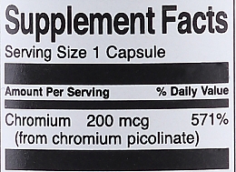 Suplement diety Pikolinian chromu, 200 mg - Swanson Chromium Picolinate Capsules — Zdjęcie N3