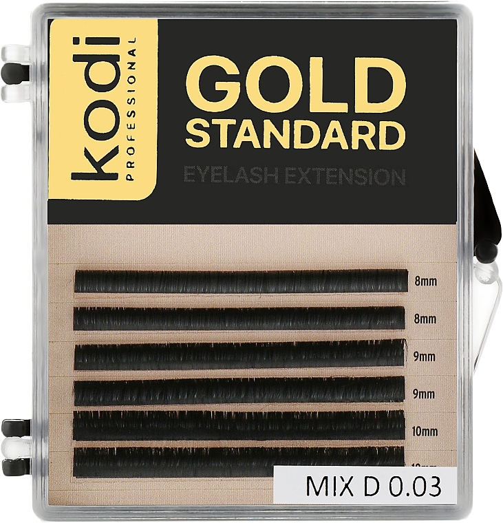 Sztuczne rzęsy Gold Standart D 0.03 (6 rzędów: 8-2/ 9-2 /10-2) - Kodi Professional — Zdjęcie N1