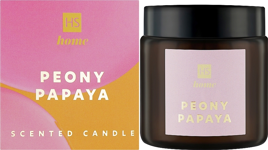 Naturalna świeca zapachowa z wosku sojowego o zapachu piwonii i papai - HiSkin Home — Zdjęcie N2