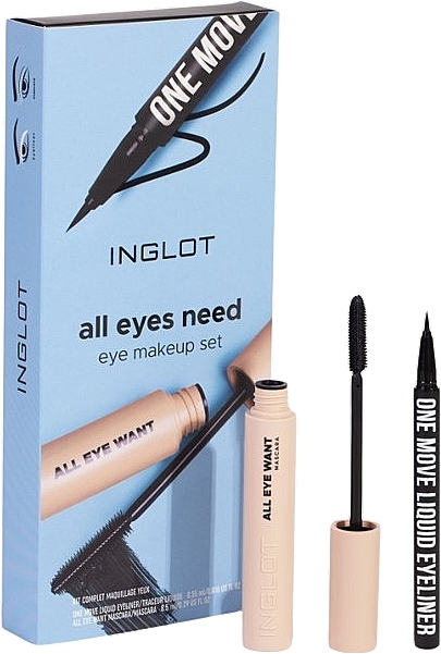 Zestaw - Inglot All Eyes Need Eye Makeup Set (mascara/8,5ml + eyeliner/0,55ml) — Zdjęcie N1