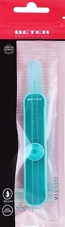 Wysuwany pilnik do paznokci ze szkła hartowanego, turkusowy - Beter Retractable Glass File Secret — Zdjęcie N1