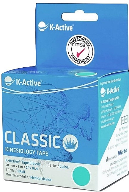 Taśma kinesio, niebieska - K-Active Tape Classic — Zdjęcie N1