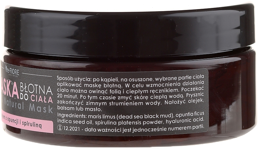 WYPRZEDAŻ Maska błotna do ciała z olejem z opuncji, spiruliną i z kwasem hialuronowym - E-Fiore * — Zdjęcie N2