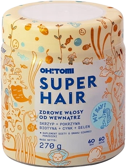 Witaminy do żucia Zdrowe włosy od wewnątrz, czarna porzeczka - Oh!Tomi Super Hair Suplement — Zdjęcie N1