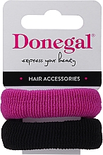 Gumki do włosów FA-5642, różowa i czarna - Donegal — Zdjęcie N1
