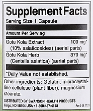 Suplement diety Gotu kola, 100 mg - Swanson Gotu Kola Extract — Zdjęcie N3