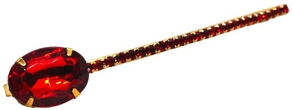 Spinka do włosów z cyrkoniami i kamieniem, czerwono-złota - Lolita Accessories — Zdjęcie N1