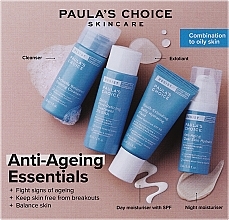 Kup Zestaw - Paula's Choice Anti-Aging Essentials Combination To Oily Skin Set (f/gel/30ml + f/fluid/15ml + f/tonic/30ml + f/cr/10ml)