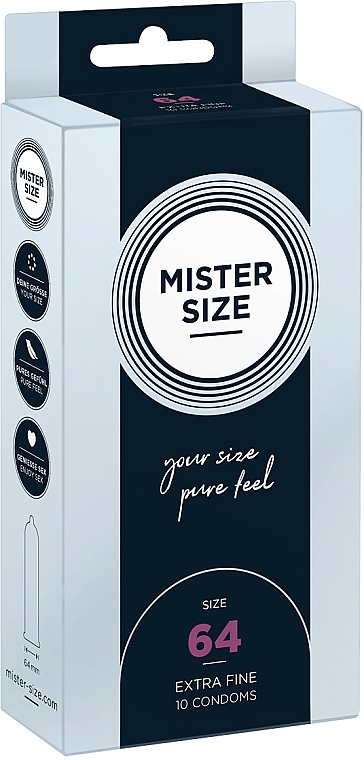 Prezerwatywy lateksowe, rozmiar 64, 10 szt. - Mister Size Extra Fine Condoms — Zdjęcie N1