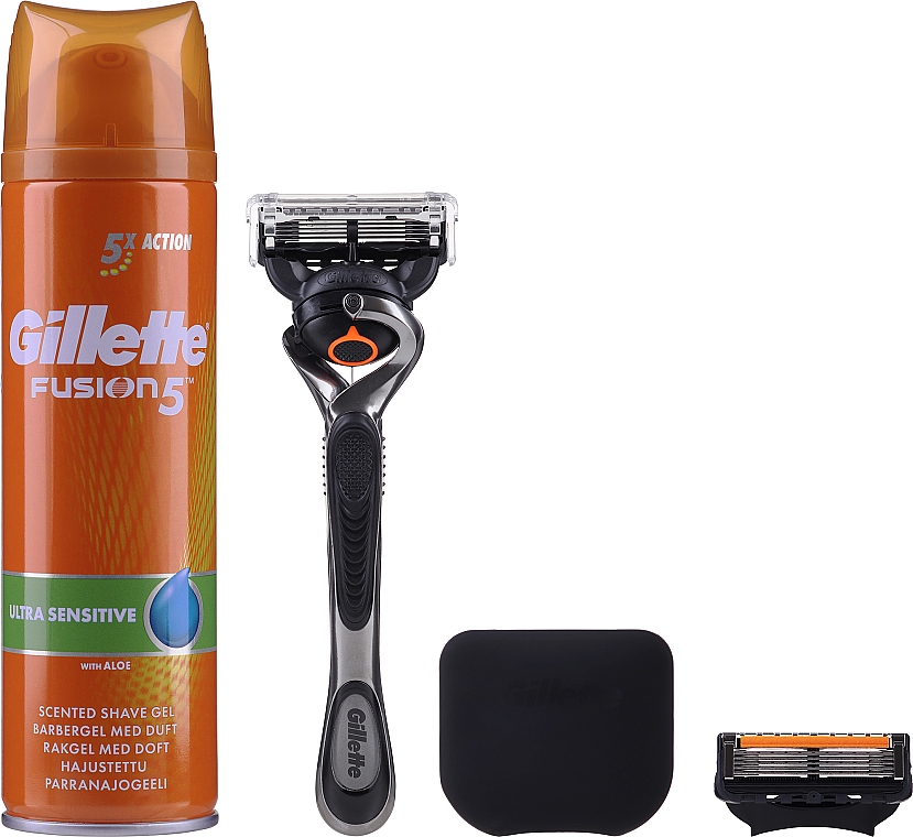 Zestaw - Gillette Sharp (gel/200ml + razor + blade/1pcs + bag + case) — Zdjęcie N3