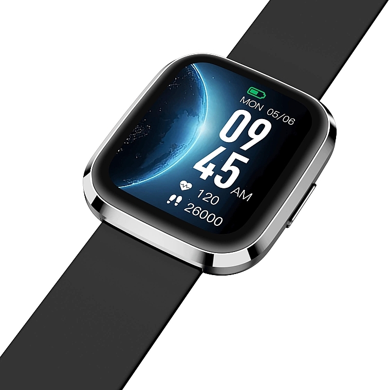 Smartwatch, srebrno-czarny - Garett Smartwatch GRC STYLE Silver-Black — Zdjęcie N2