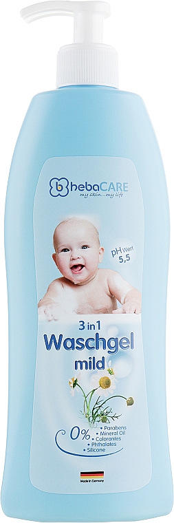 Delikatny żel dla dzieci do mycia włosów i ciała 3w1 - HebaCARE Washing Gel 3in1 — Zdjęcie N5