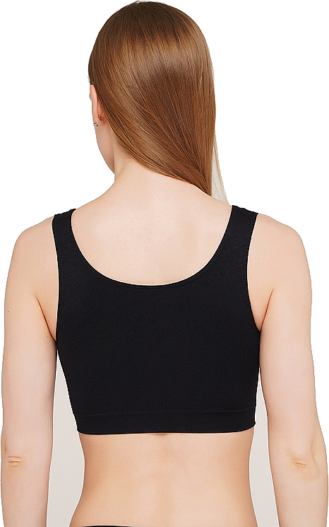 Bezszwowy top z szerokimi ramiączkami Tank Top, black - Giulia — Zdjęcie N3