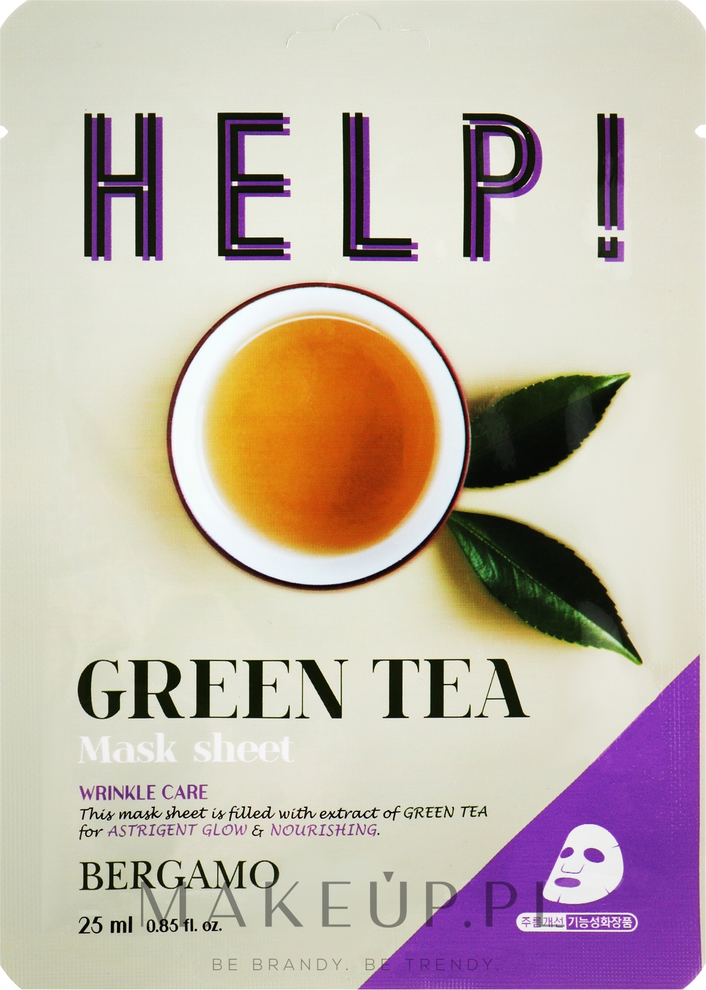 Maseczka do twarzy z wyciągiem z zielonej herbaty - Bergamo HELP! Mask Green Tea — Zdjęcie 25 ml