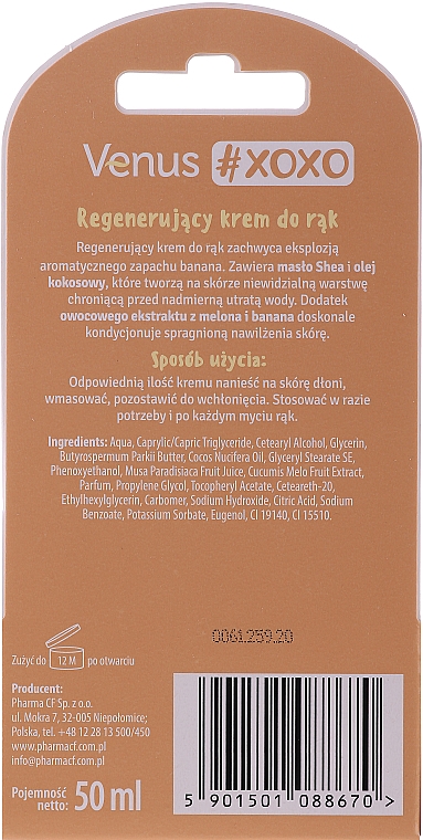 Regenerujący krem do rąk Melon i banan - Venus Regenerating Hand Cream — Zdjęcie N3