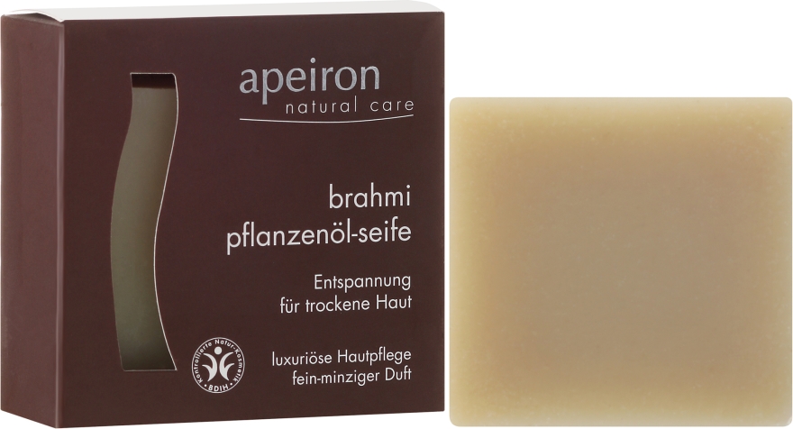 Naturalne mydło brahmi do skóry suchej - Apeiron Brahmi Plant Oil Soap — Zdjęcie N1